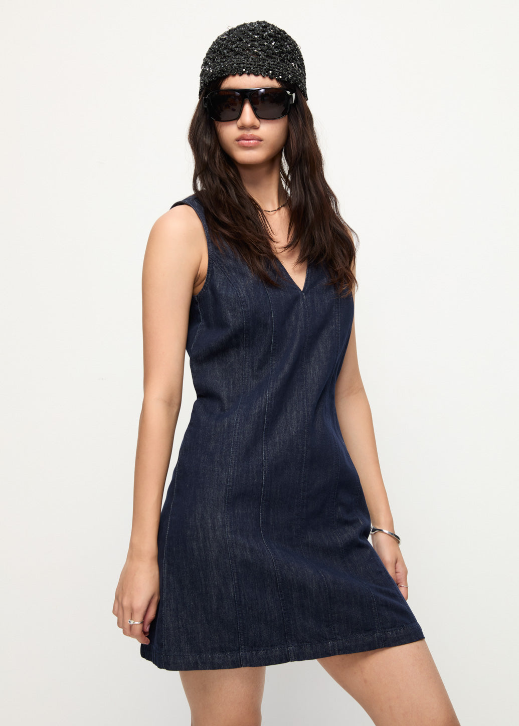 DENIM PINAFORE DRESS