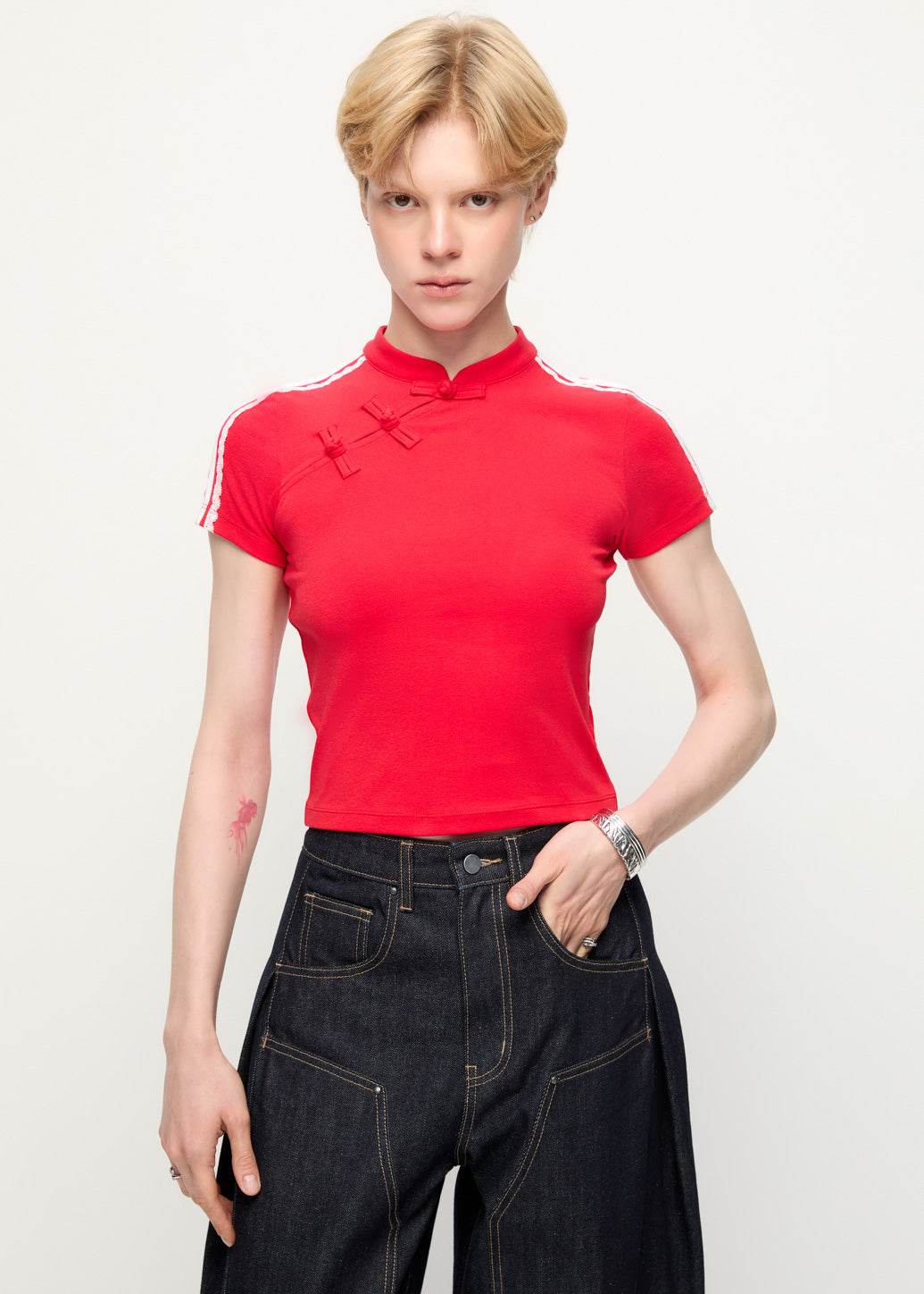 TRACK SLEEVE MANDARIN SHIRT