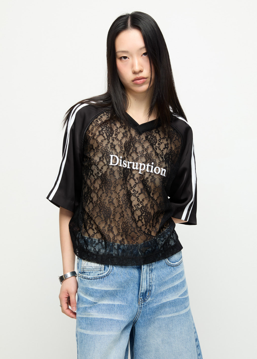 OVERSIZED LACE PANEL TEE