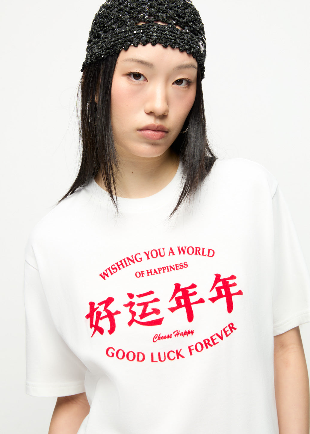 CHINESE CHARACTER FLOCK OVERSIZED TEE
