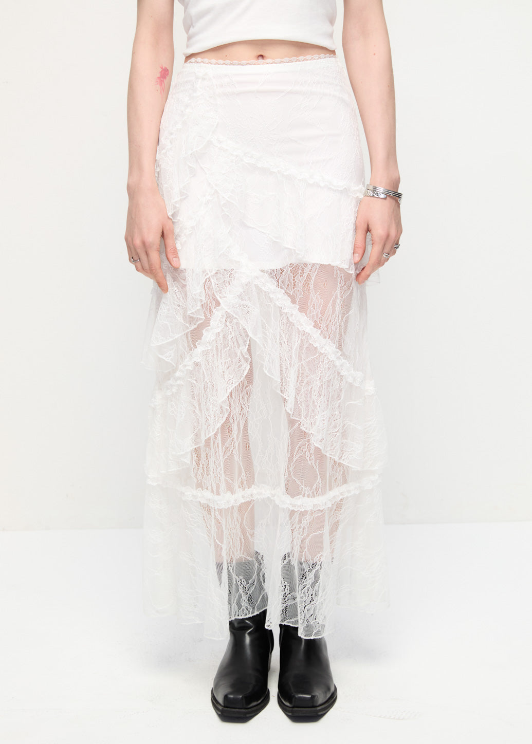 TIERED RUFFLE MAXI SKIRT