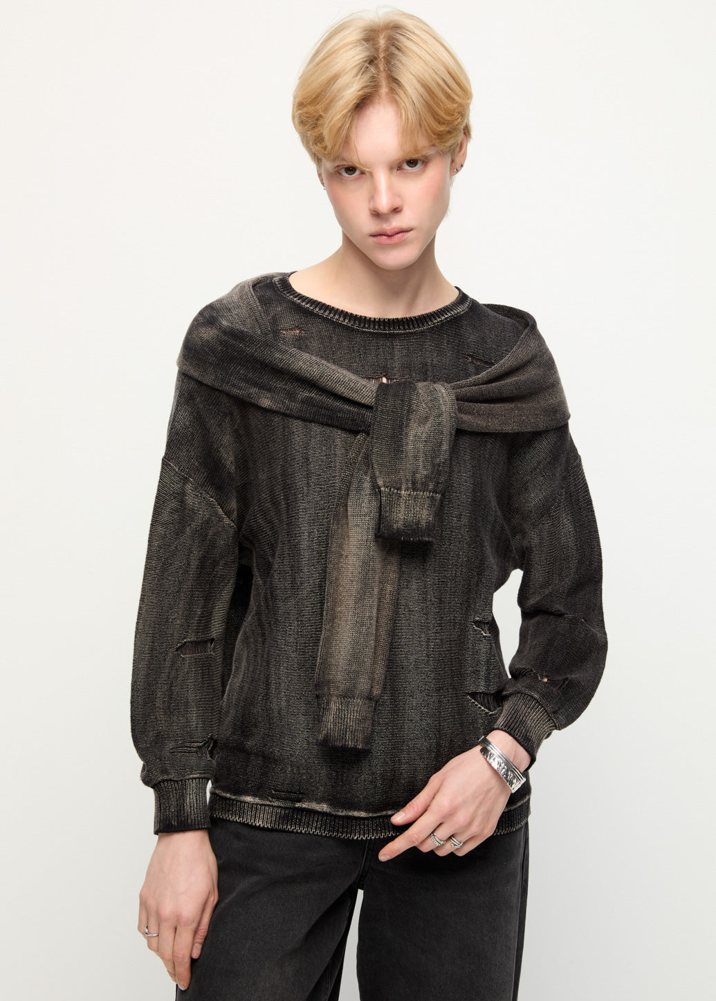 OVERSIZED SHOULDER TIE TOP