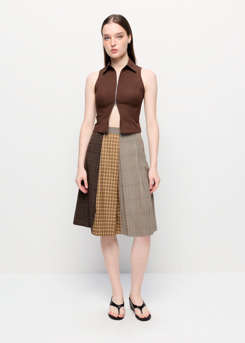 KNEE LENGTH CHECKED SKIRT