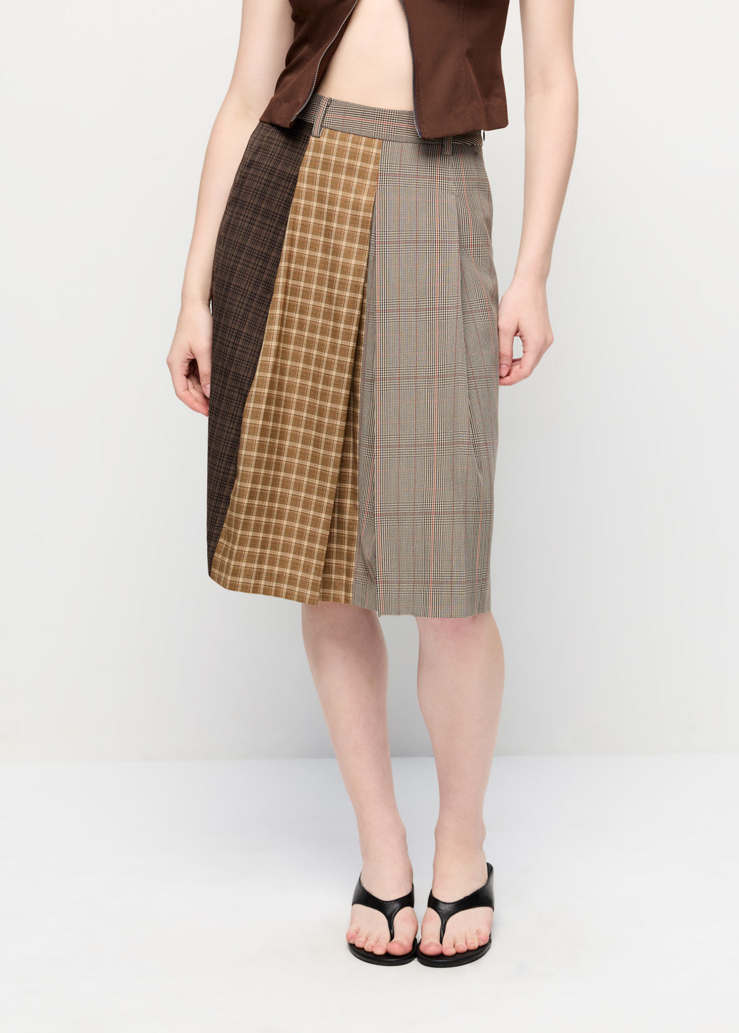 KNEE LENGTH CHECKED SKIRT