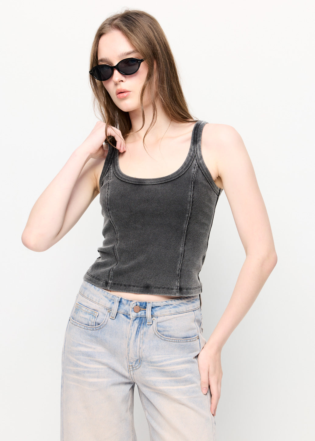 RIBBED BLACK BODYSUIT