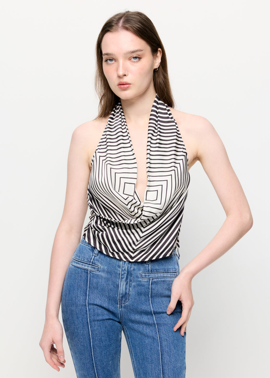 STRIPED HALTER TOP