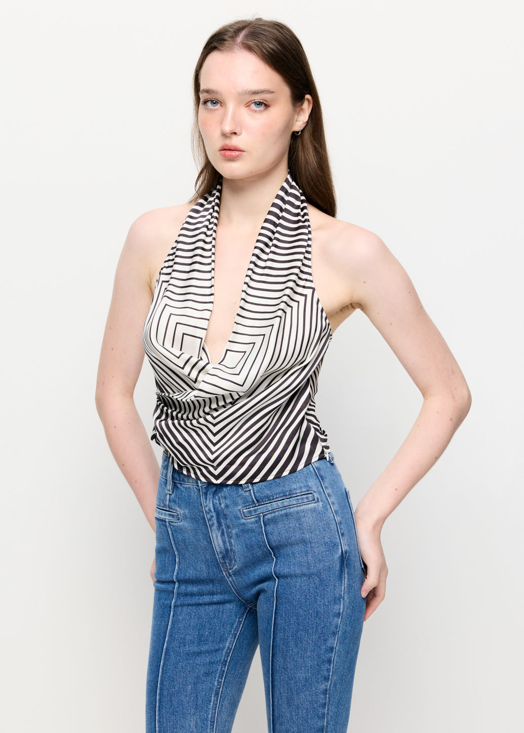 STRIPED HALTER TOP