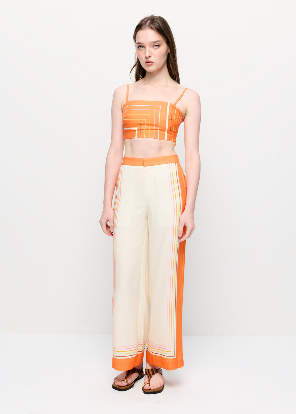 STRIPED WIDE LEG PANTS