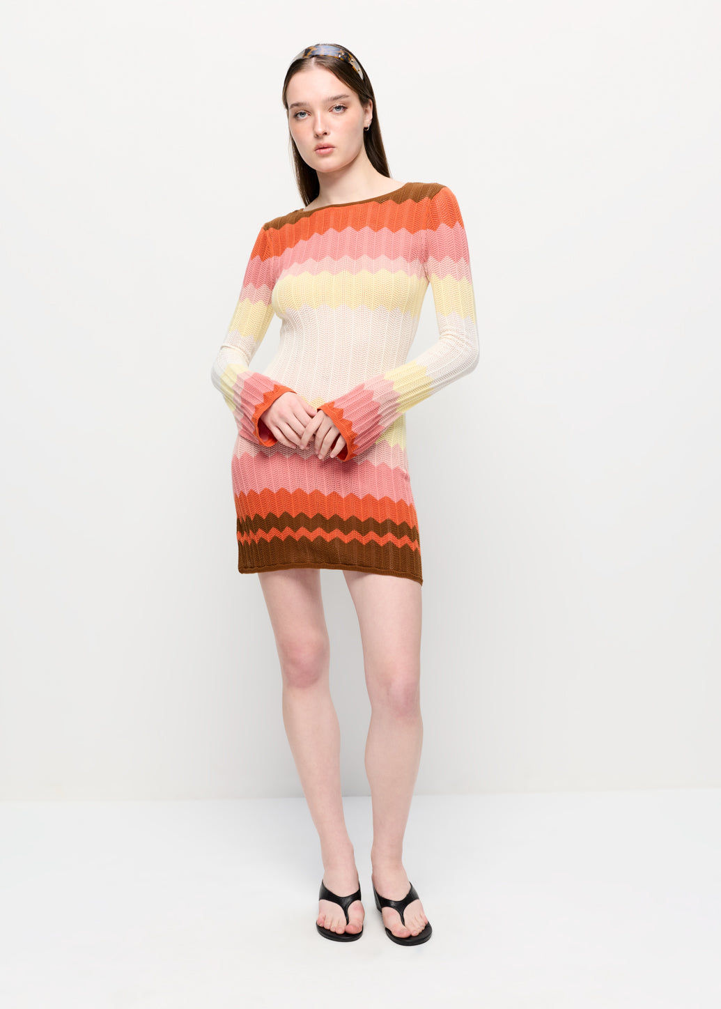 MULTI STRIPE WAVY KNIT DRESS