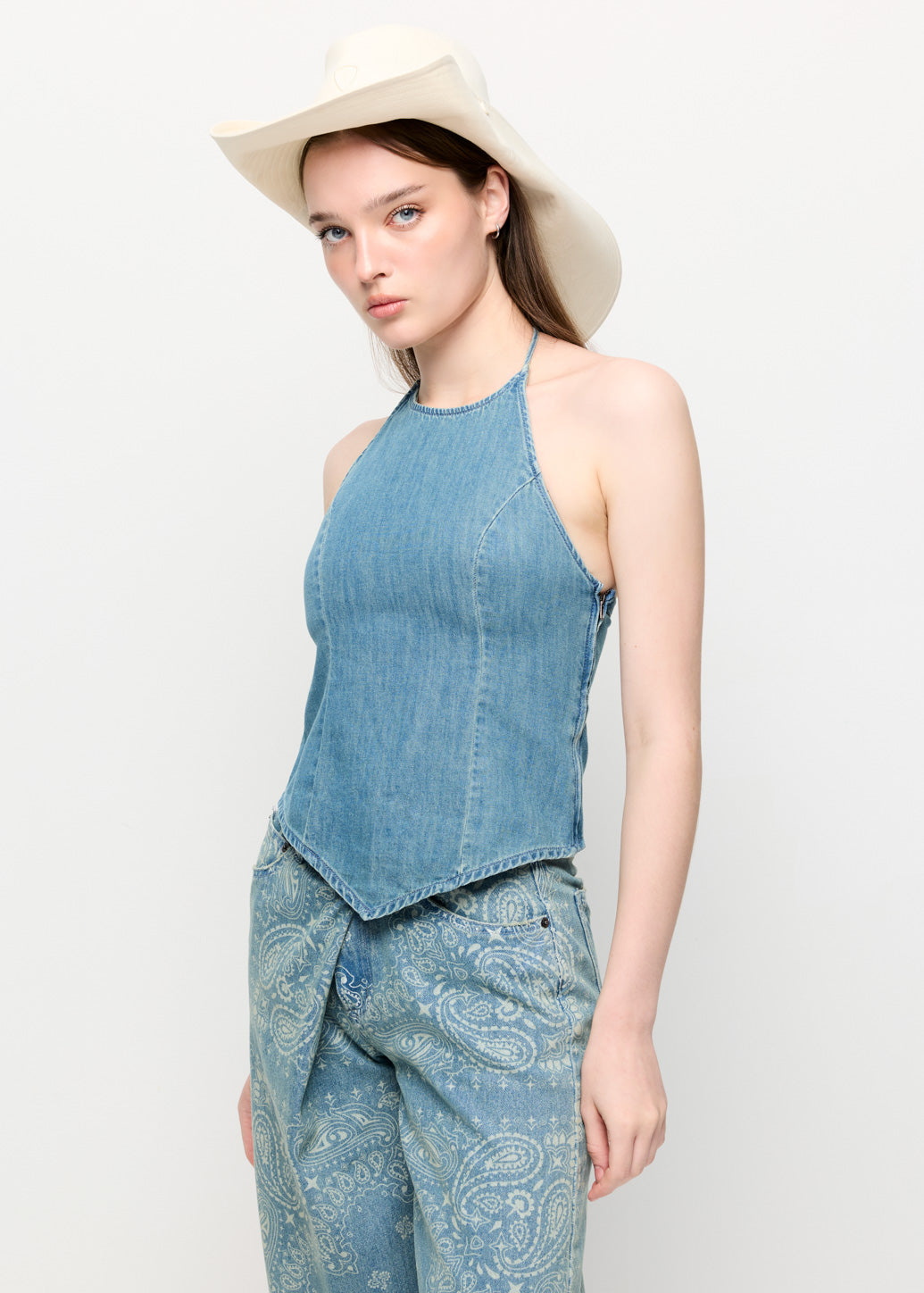 DENIM HALTER TOP