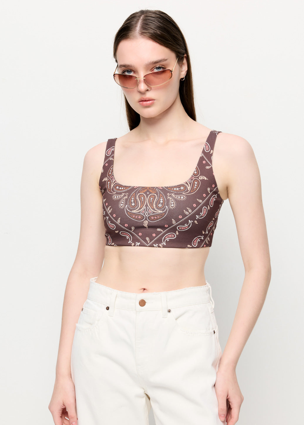 PAISLEY PRINTED CROP TANK TOP