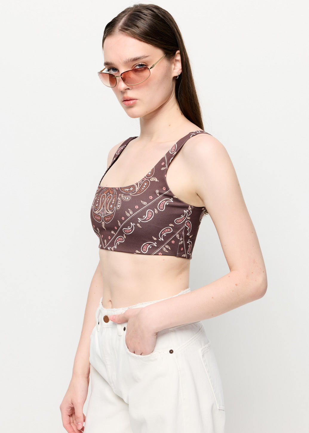 PAISLEY PRINTED CROP TANK TOP