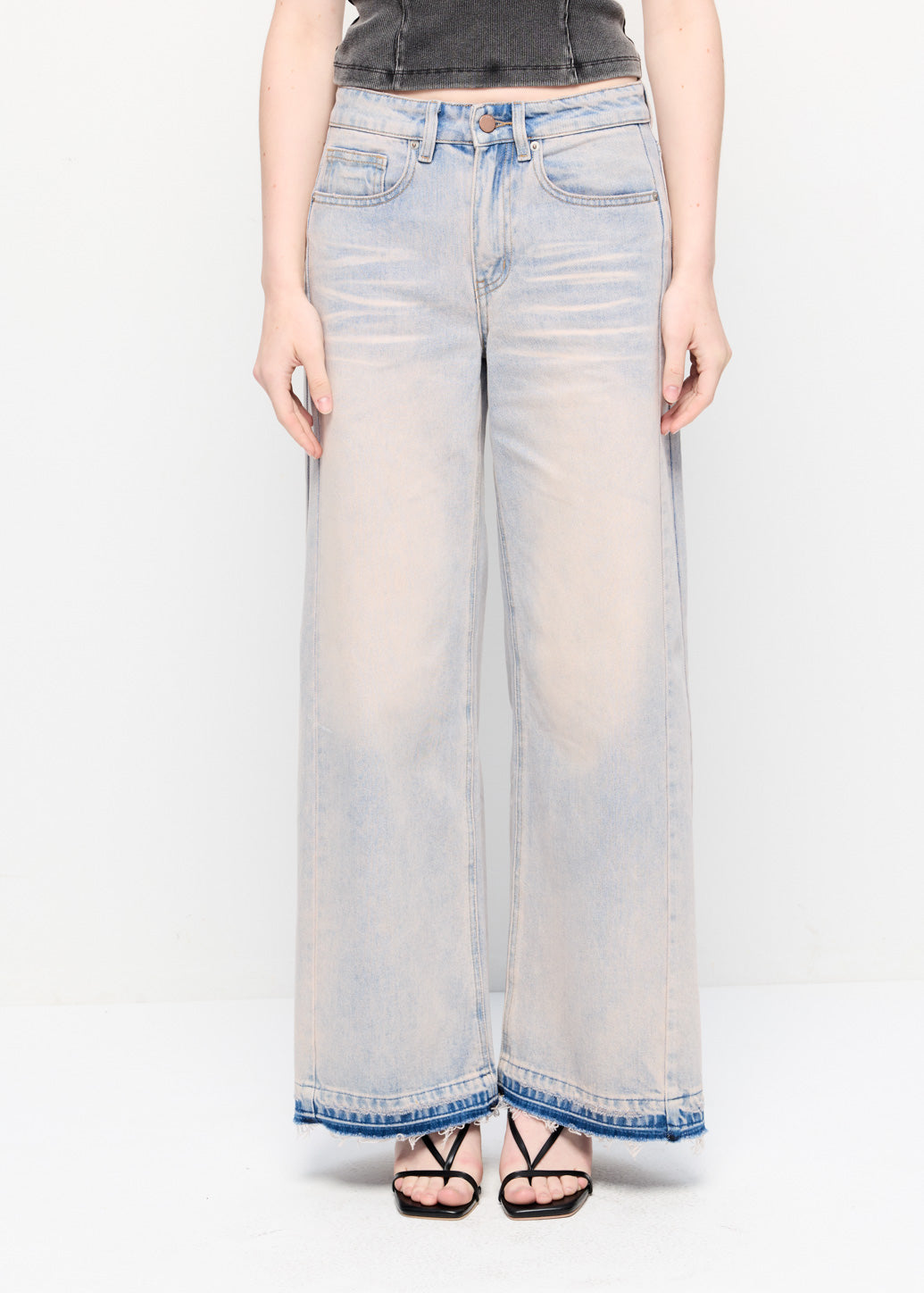 WIDE-LEG ACID WASH JEANS