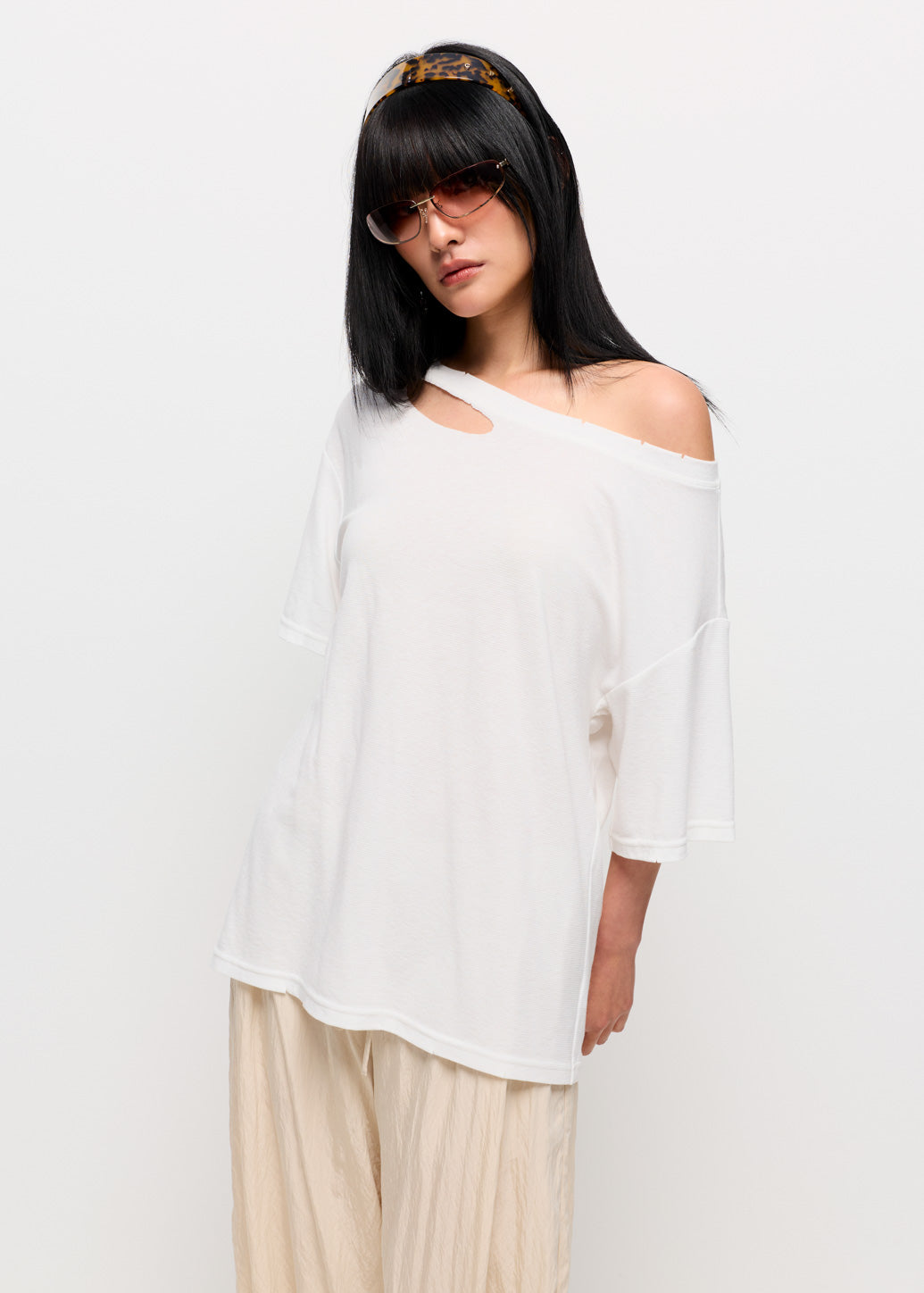 ASYMMETRIC OVERSIZED SHEER TOP