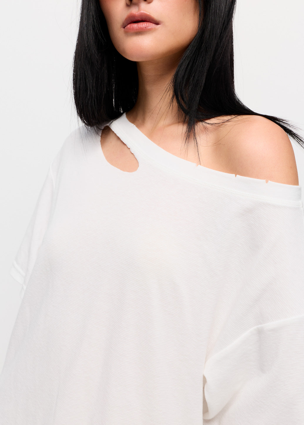 ASYMMETRIC OVERSIZED SHEER TOP