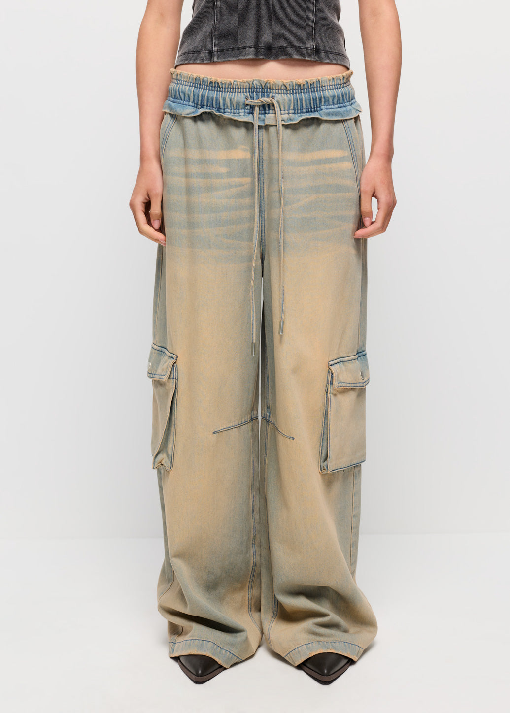 RUST PAPERBAG DENIM PANTS