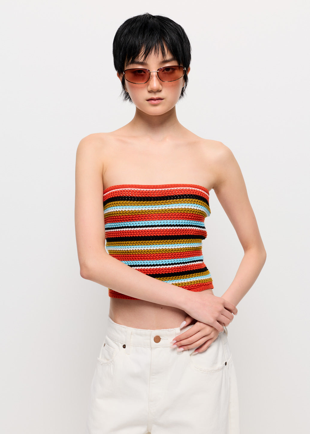 MULTI-STRIPED TUBE TOP