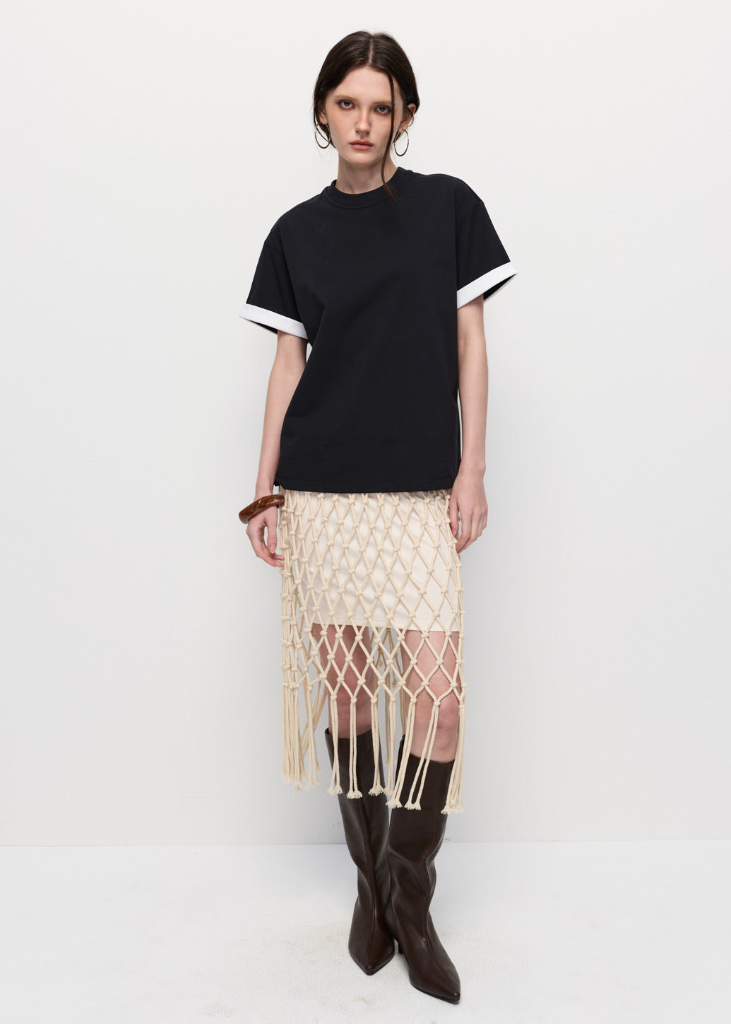 CINTRAST ROLLED-SLEEVE TEE