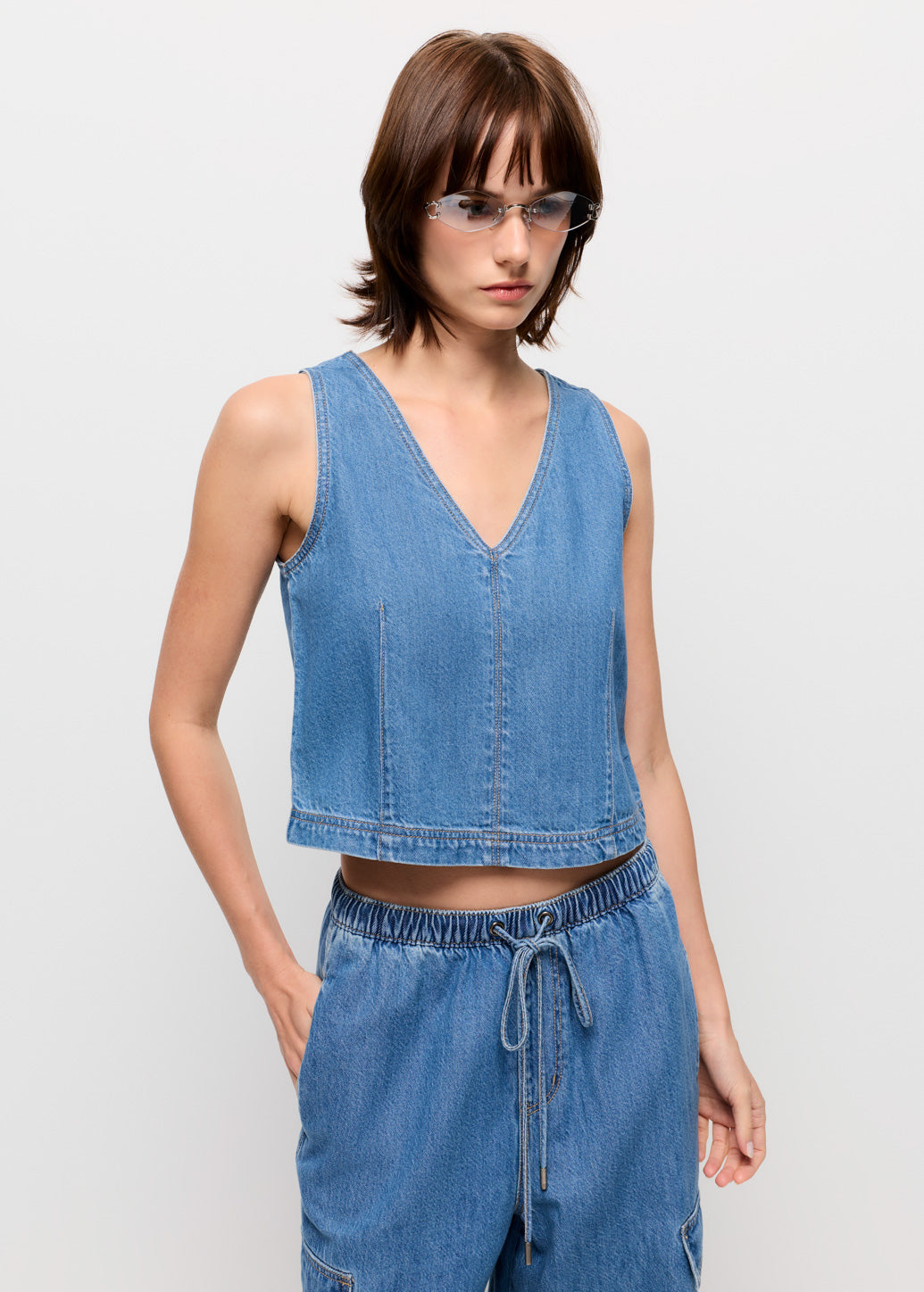 CROPPED DENIM VEST