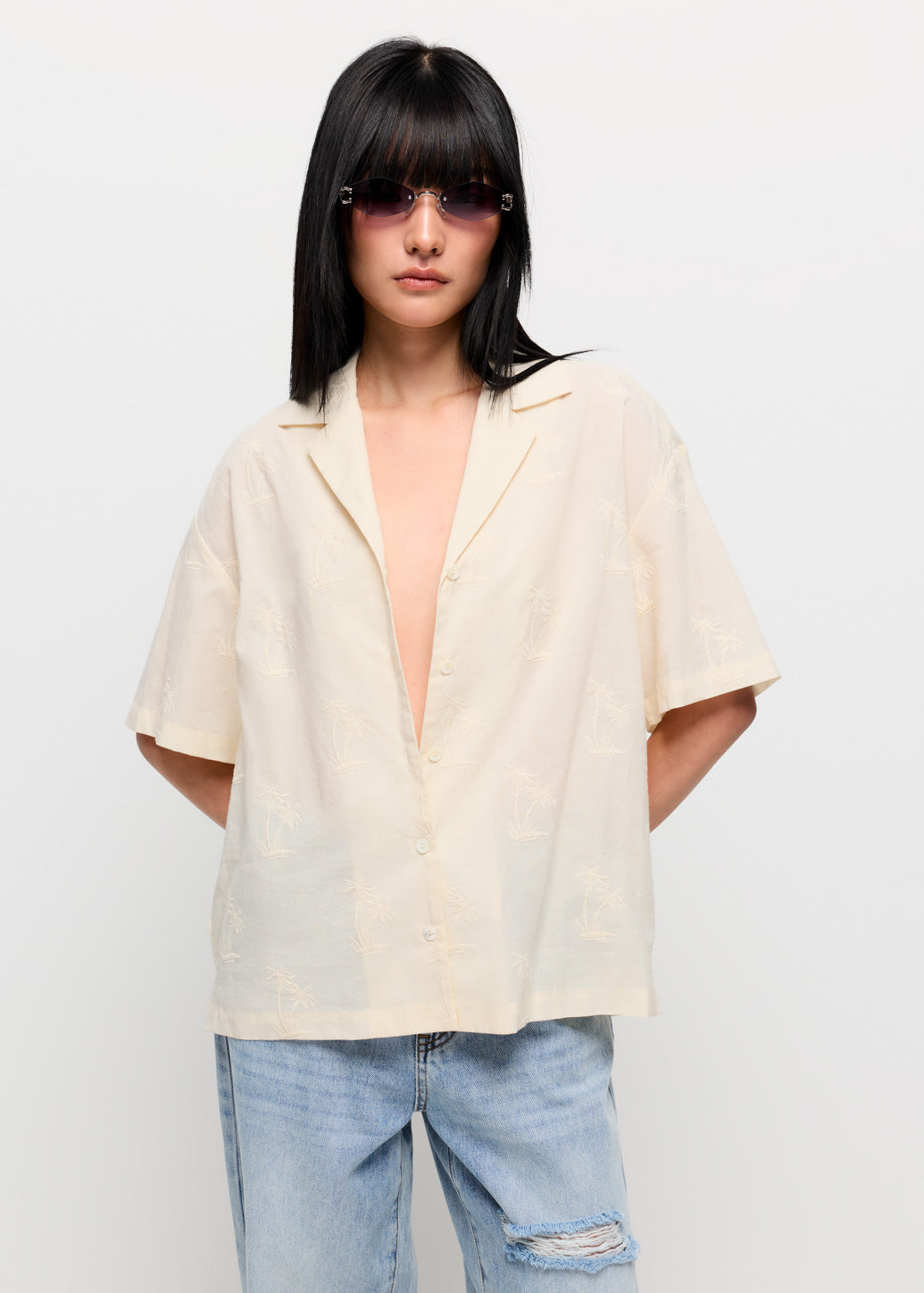PALM EMBROIDERED SHIRT
