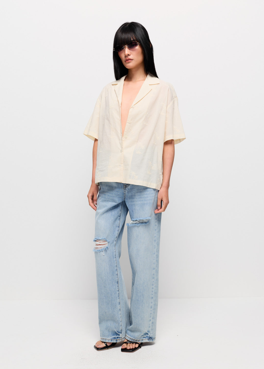 PALM EMBROIDERED SHIRT