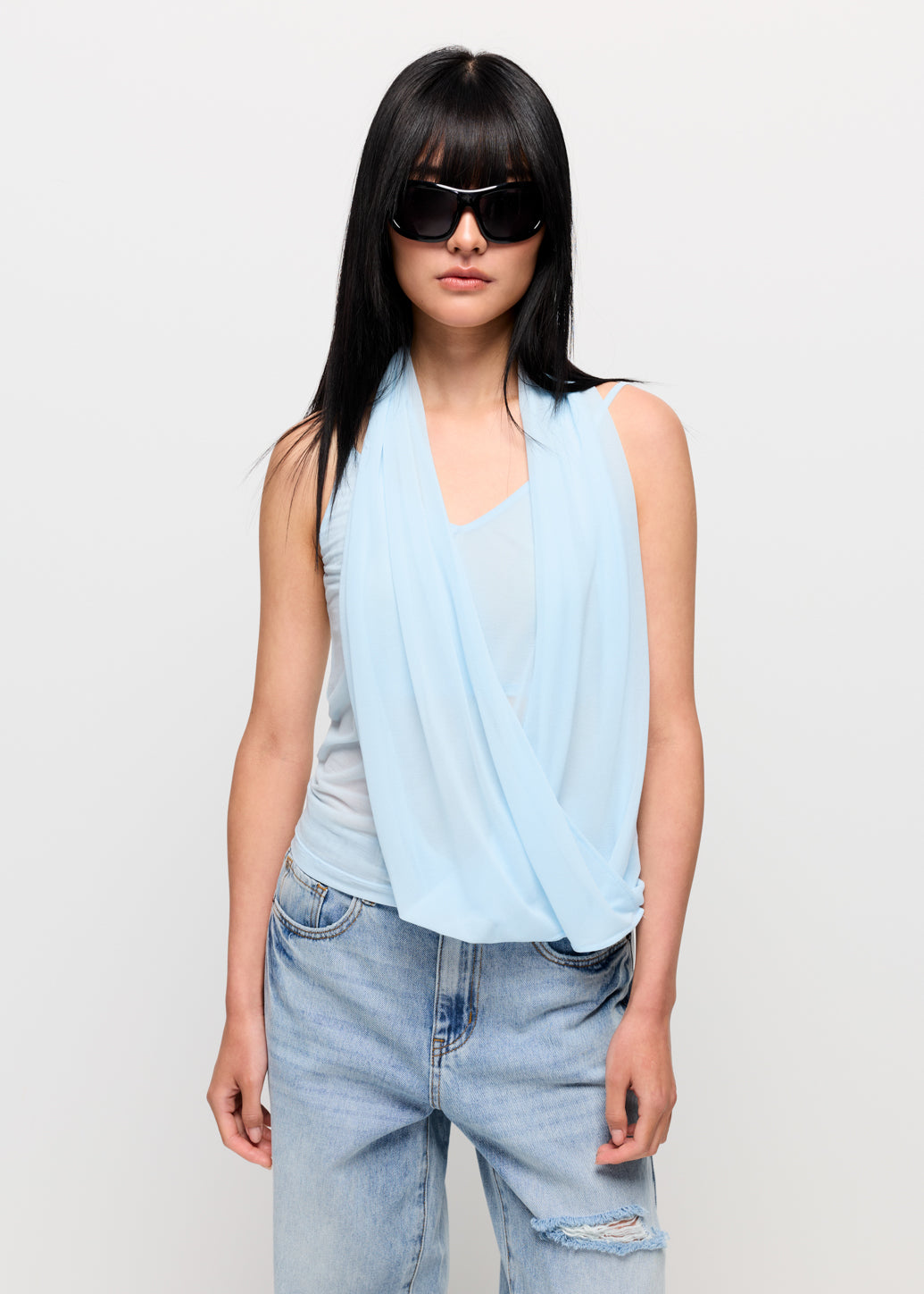 DRAPED SLEEVELESS TOP