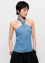 HALTER NECK TIE-DETAIL TOP