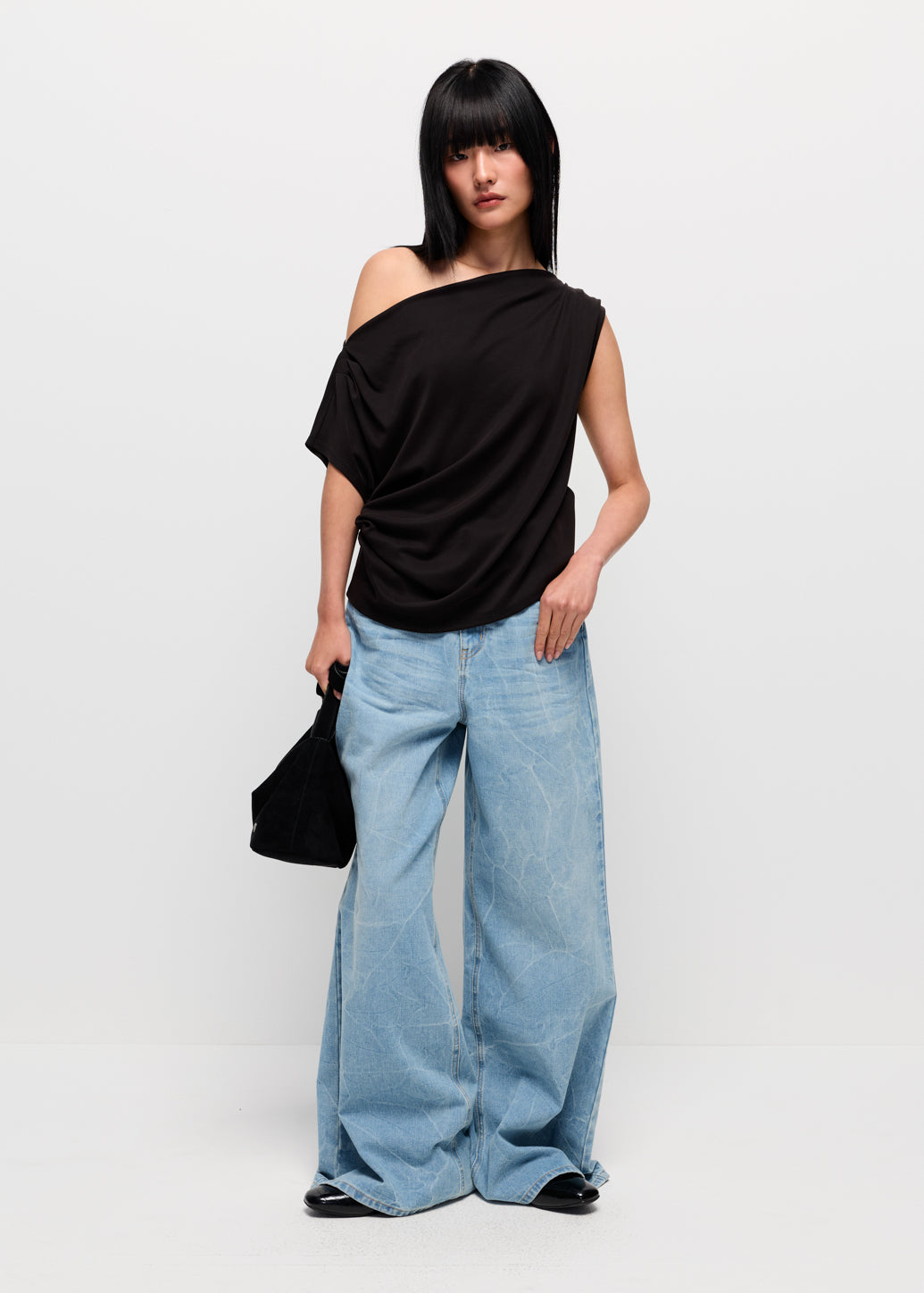 ROUCHED ONE-SHOULDER TOP
