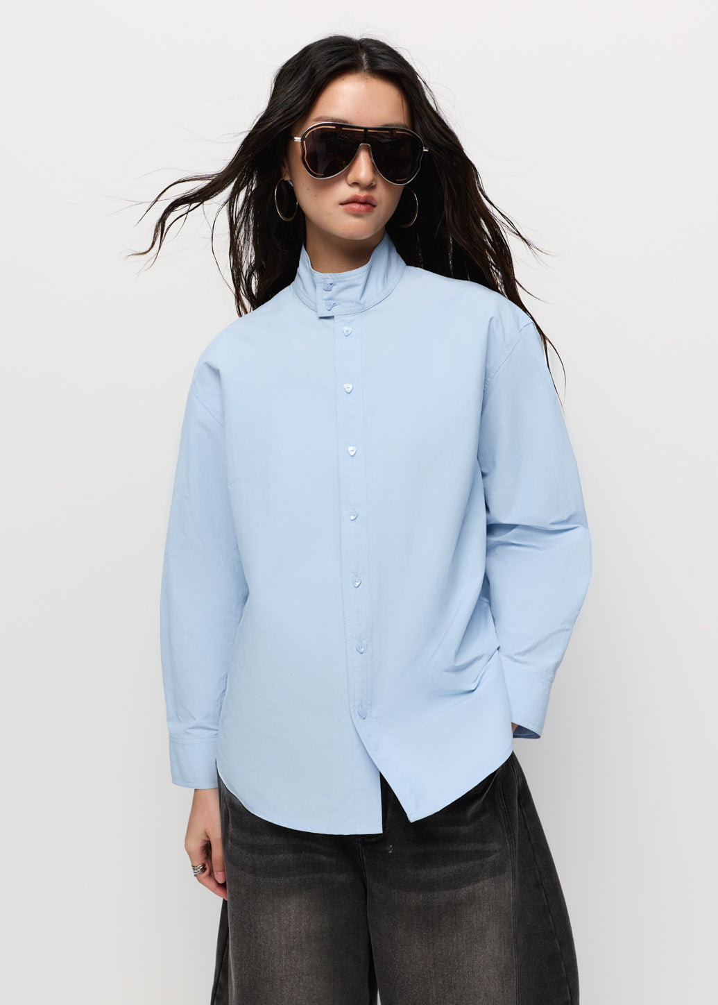 OVERSIZED BAND COLLAR SHIRT