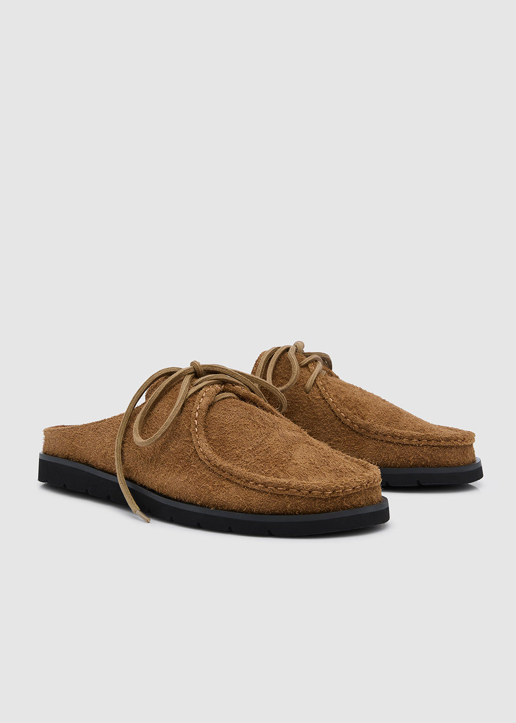 SUEDE LEATHER LACE-UP MULES