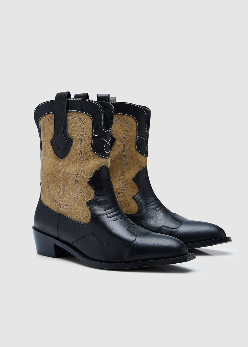 WESTERN LEATHER ANKLE BOOTS