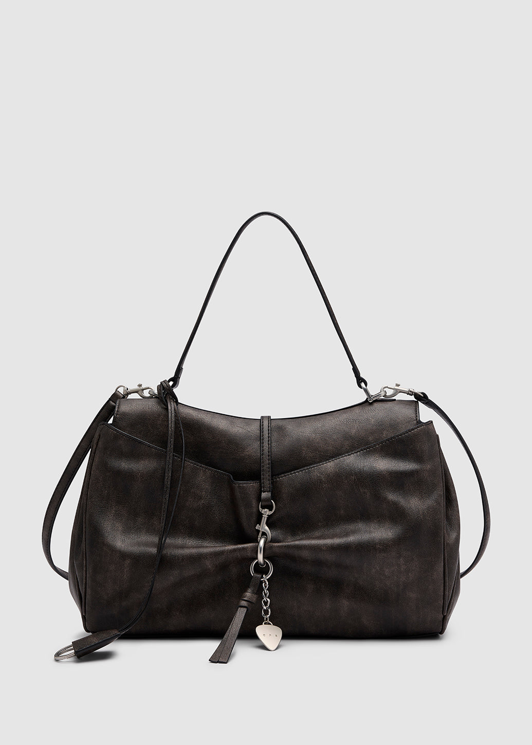 OPEN-TOP TASSEL SHOULDER BAG