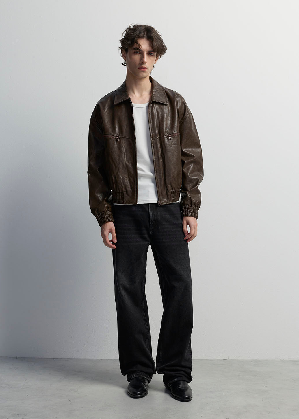 LEATHER BOMBER JACKET