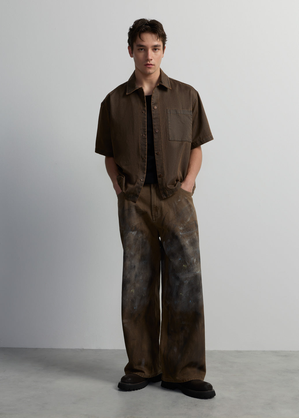BROWN WASHED JEANS
