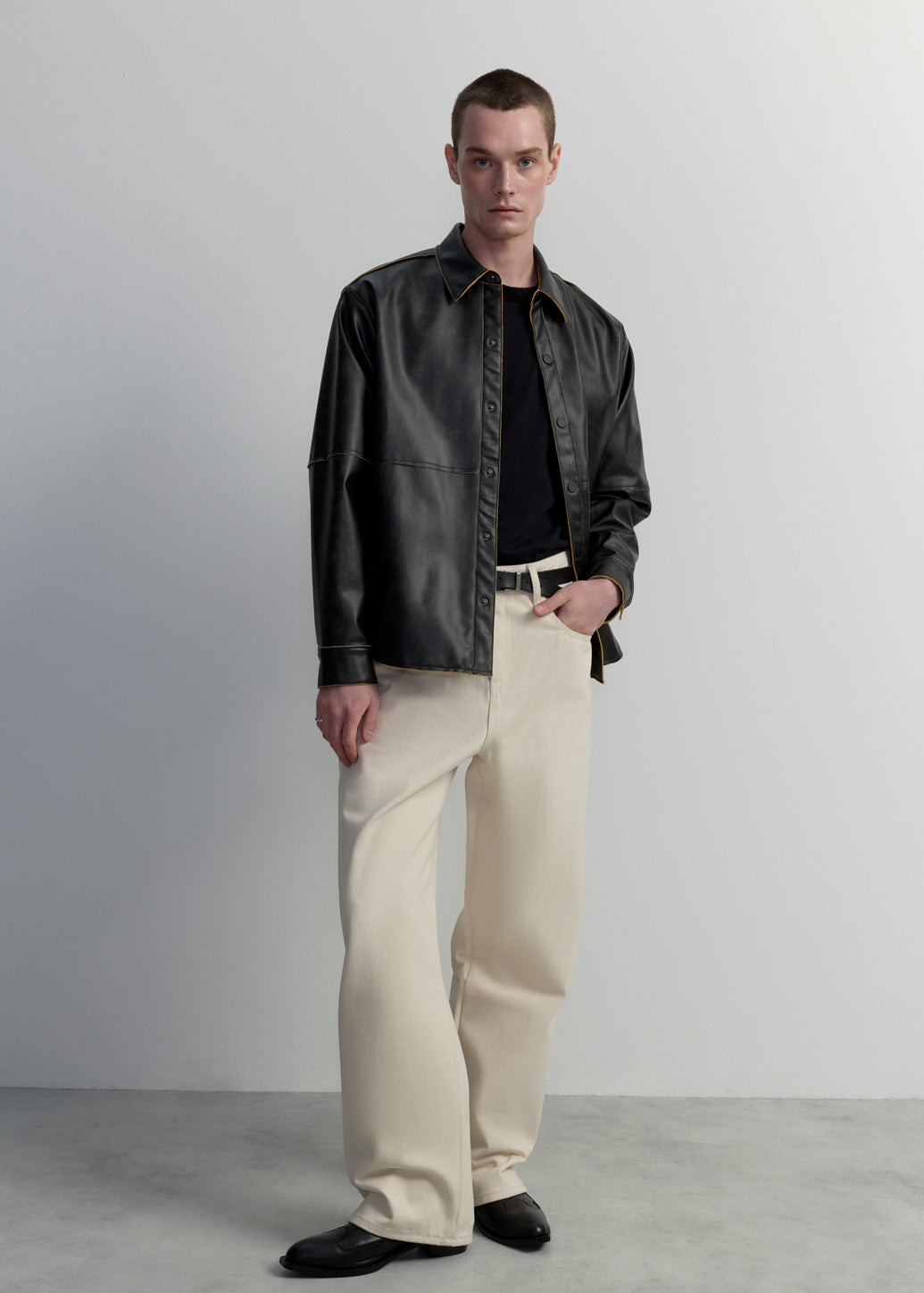 STRAIGHT OFF-WHITE TWILL PANTS