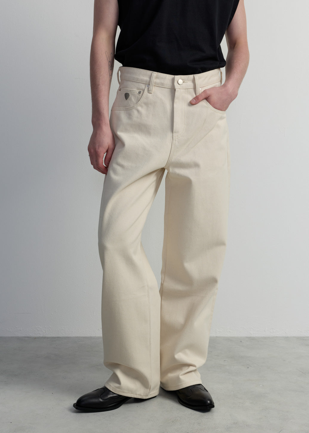 STRAIGHT OFF-WHITE TWILL PANTS