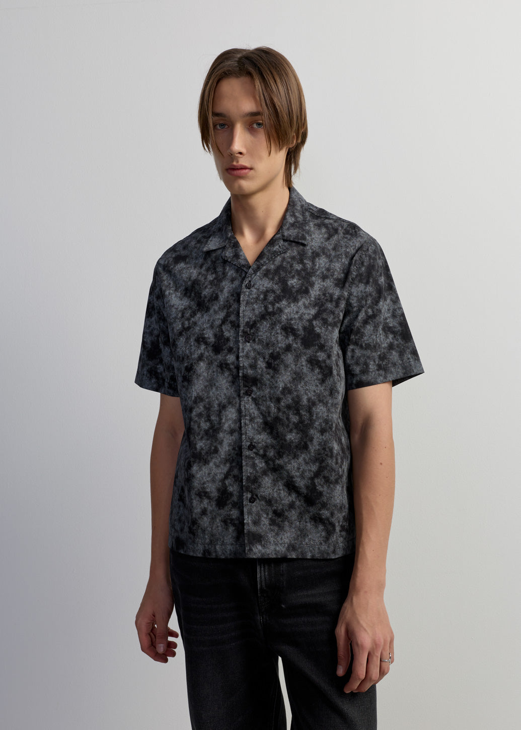BLACK WASHED CAMP SHIRT