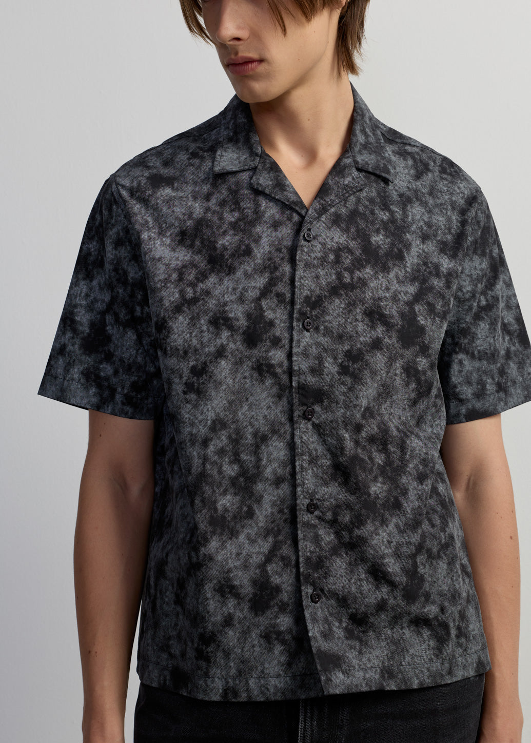 BLACK WASHED CAMP SHIRT