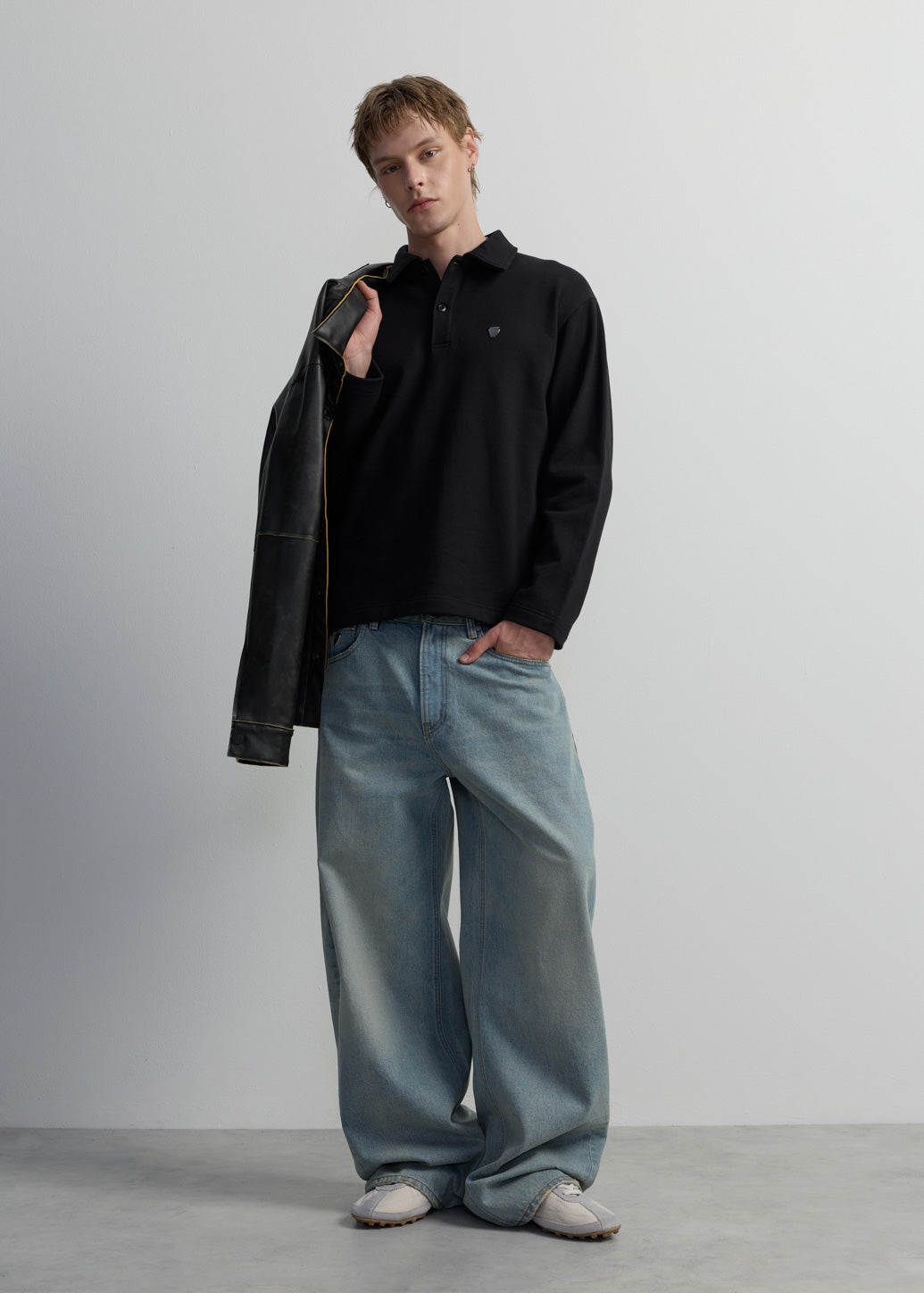 BOXY FRENCH TERRY LOGO POLO