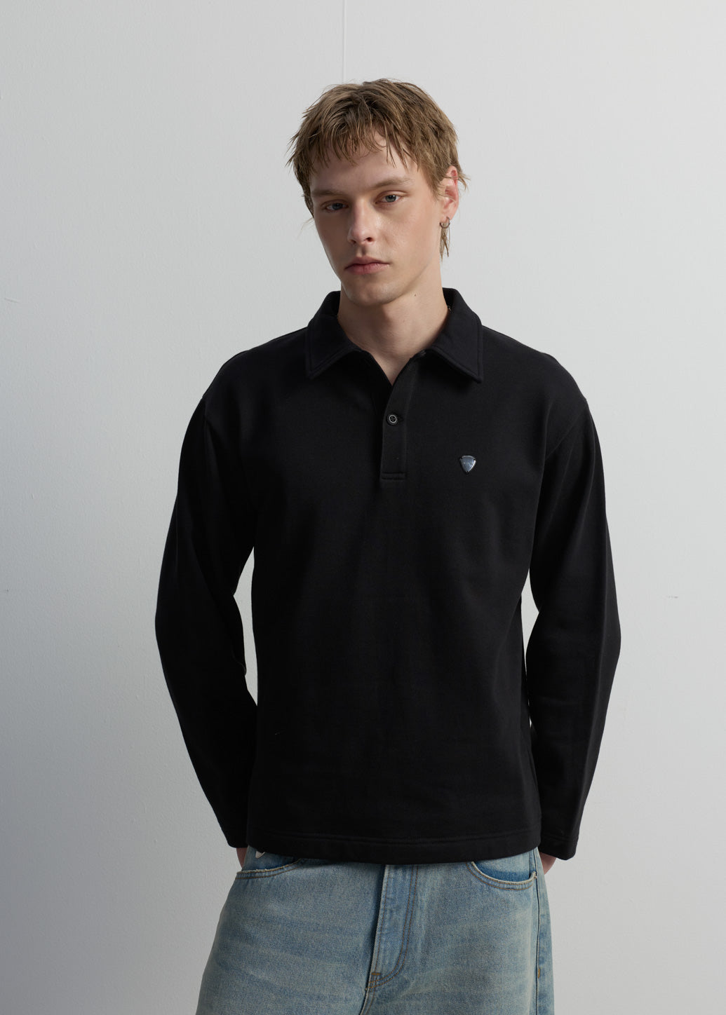 BOXY FRENCH TERRY LOGO POLO