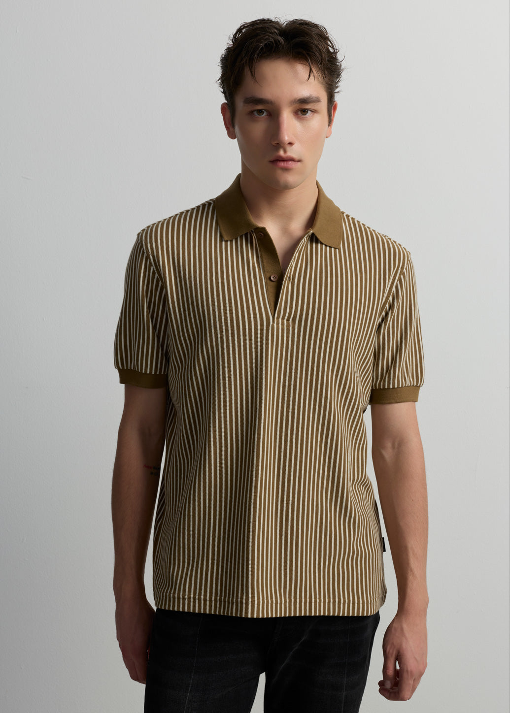 STRIPED BROWN POLO SHIRT