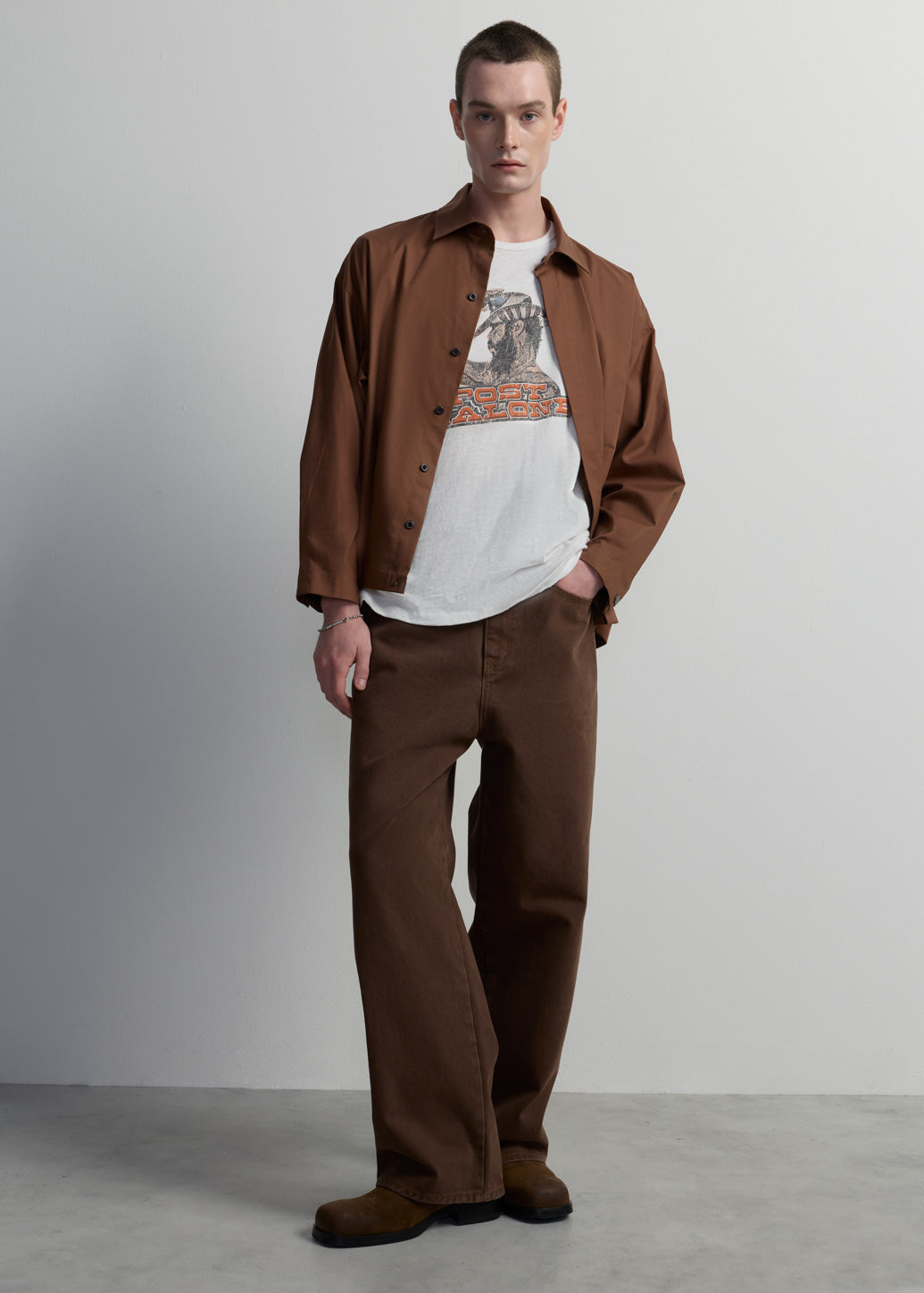 BROWN WASHED STRAIGHT JEANS