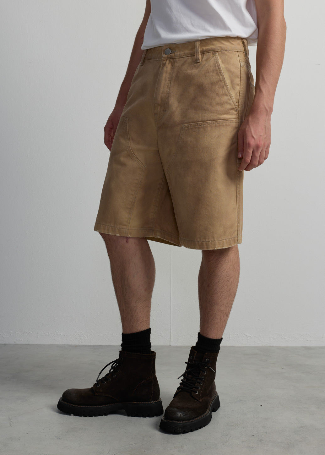 BROWN DOUBLE-KNEE CARPENTER SHORTS
