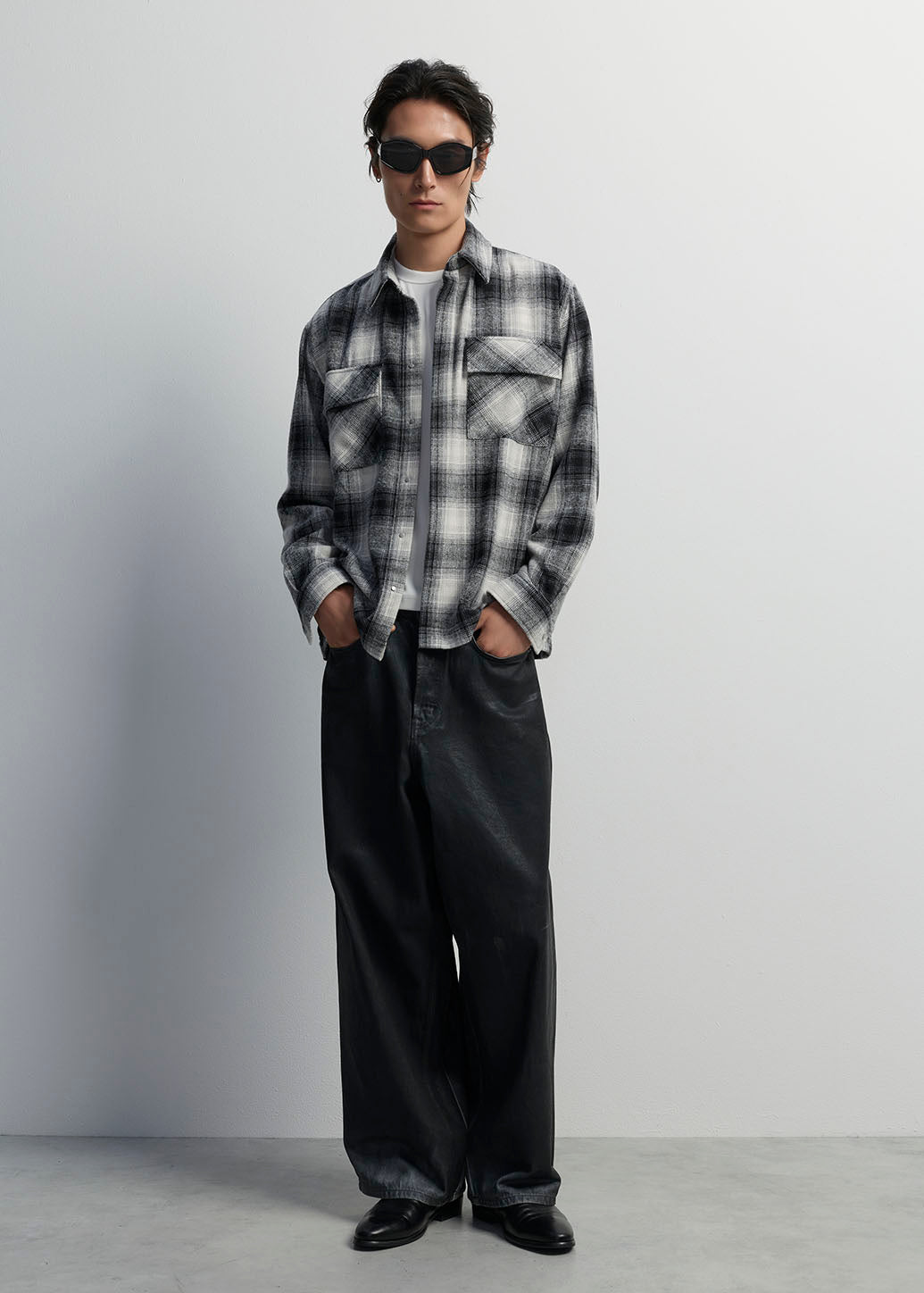 BRUSHED CHECK FLANNEL LOOSE SHIRT