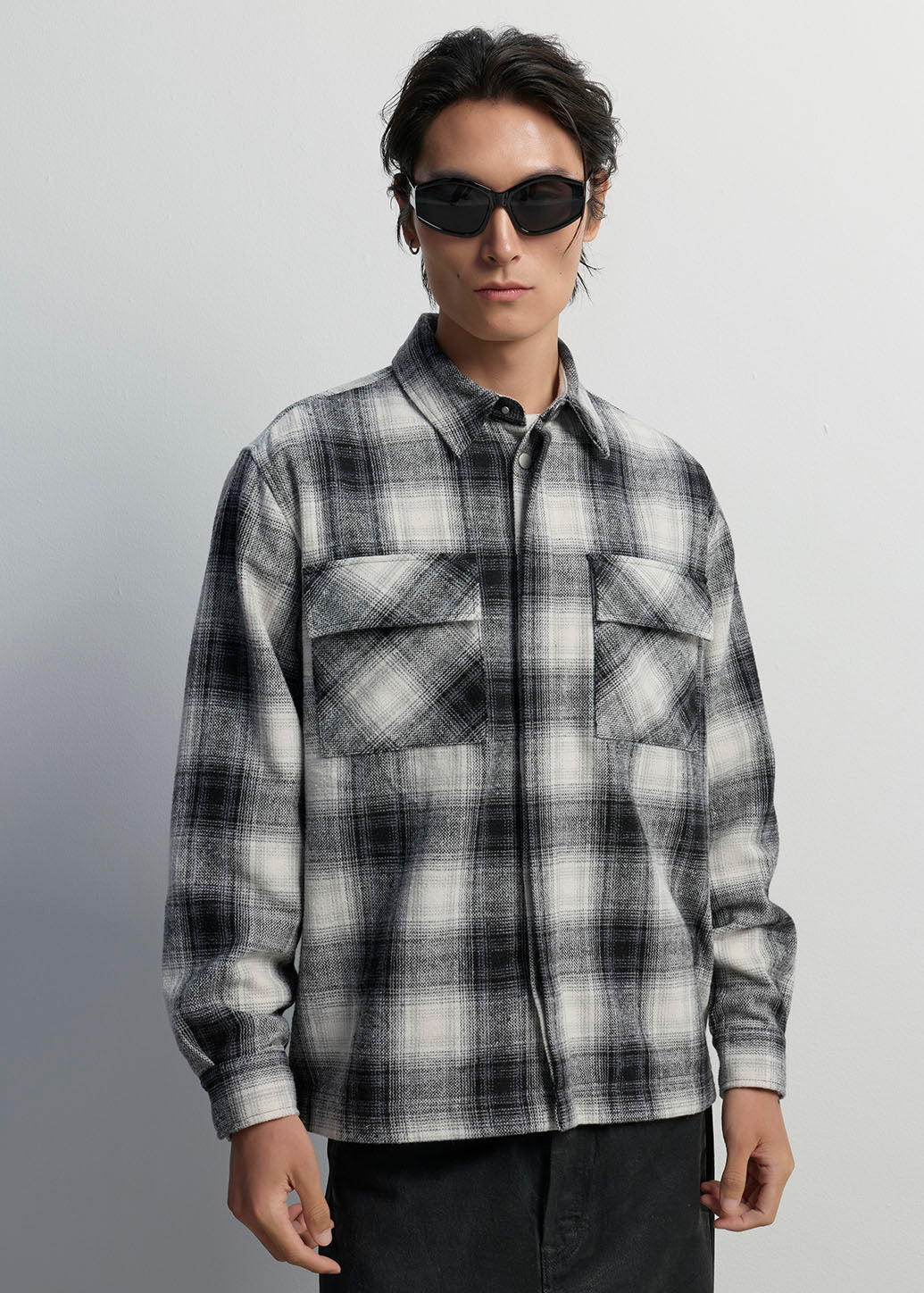 BRUSHED CHECK FLANNEL LOOSE SHIRT