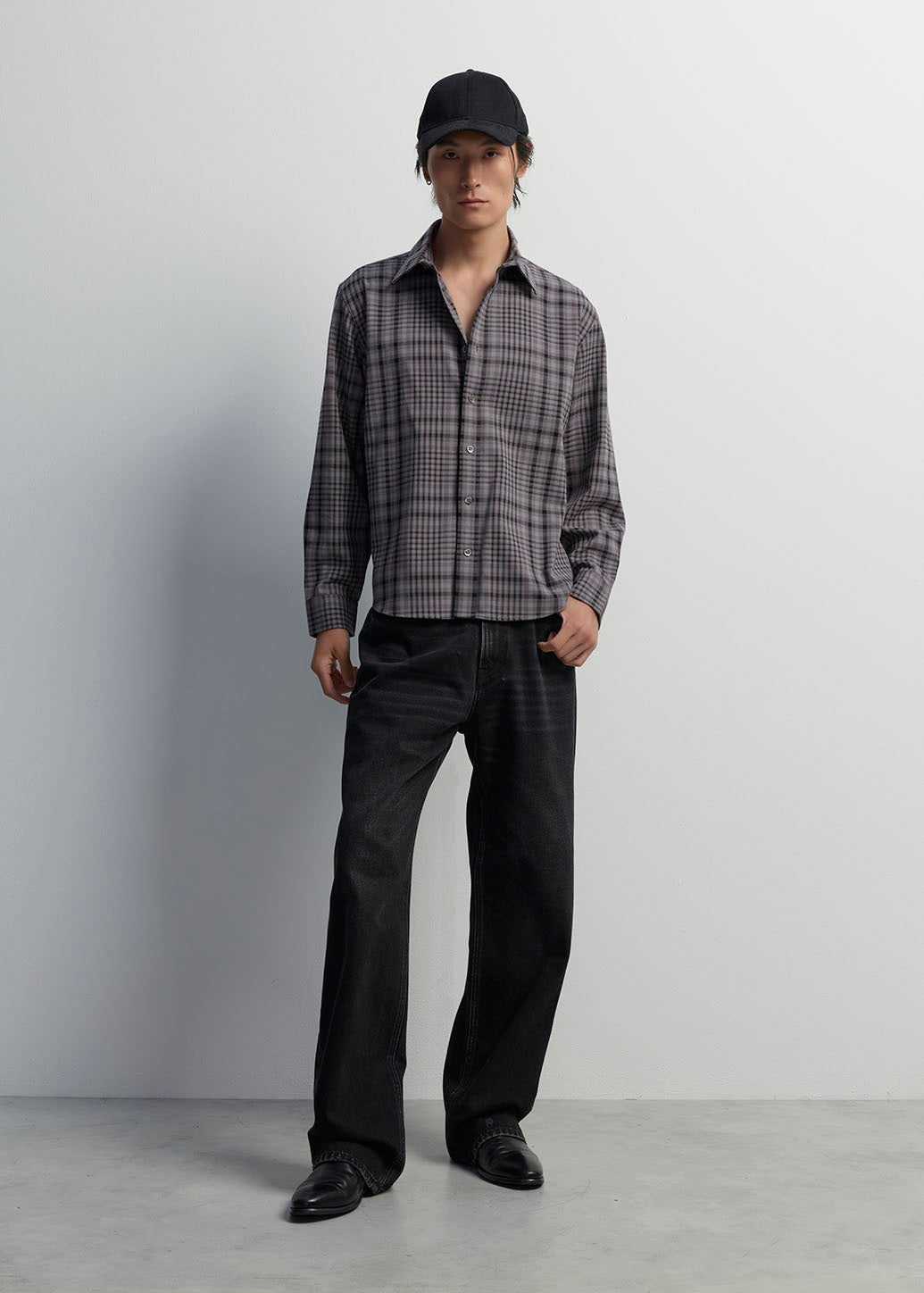 CHECK STRETCH LONG-SLEEVE SHIRT