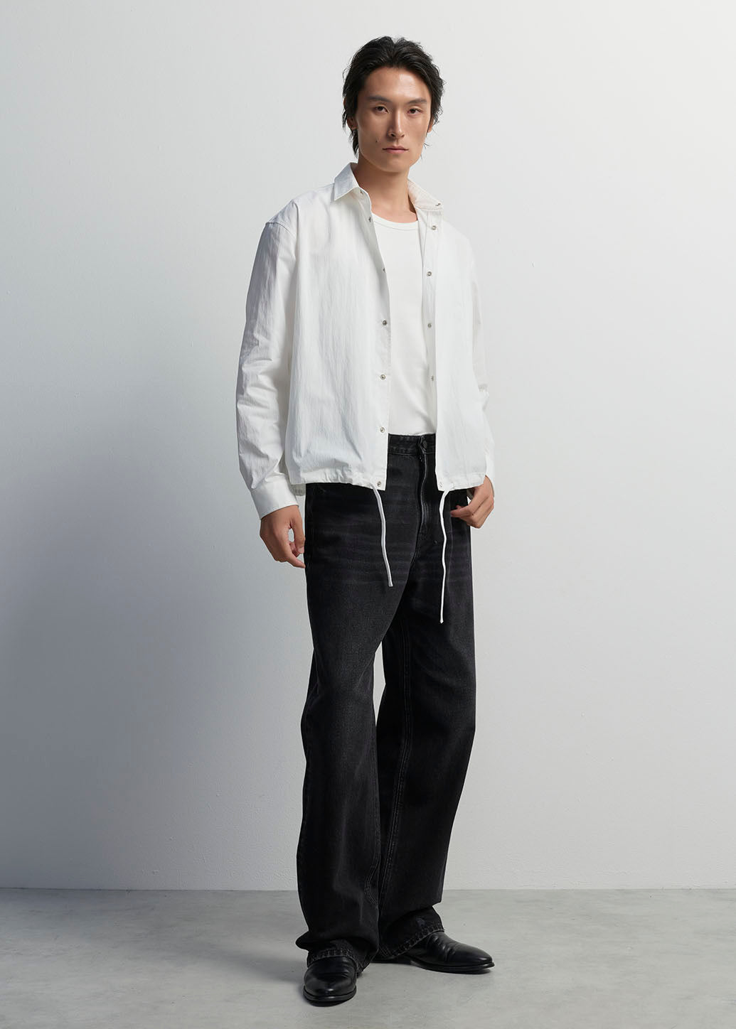 DRAWSTRING HEM CROPPED SHIRT