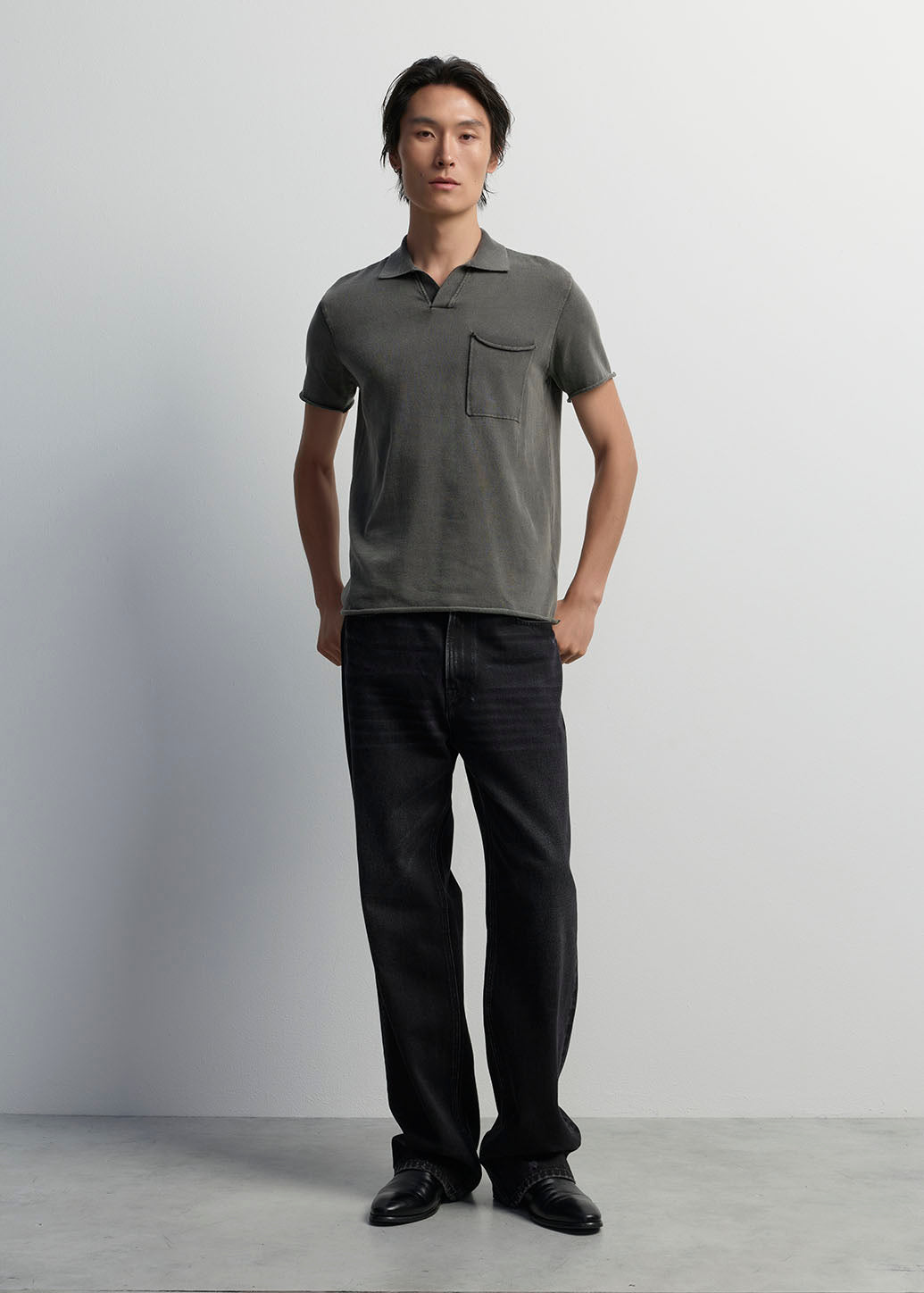 EYELET KNIT POLO SHIRT