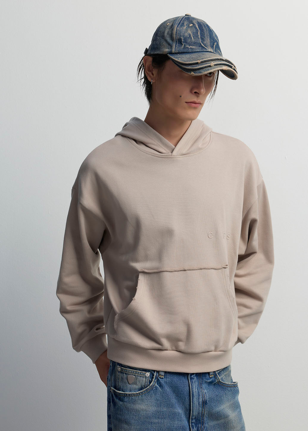 RAW EDGE POCKET OVERSIZED HOODIE