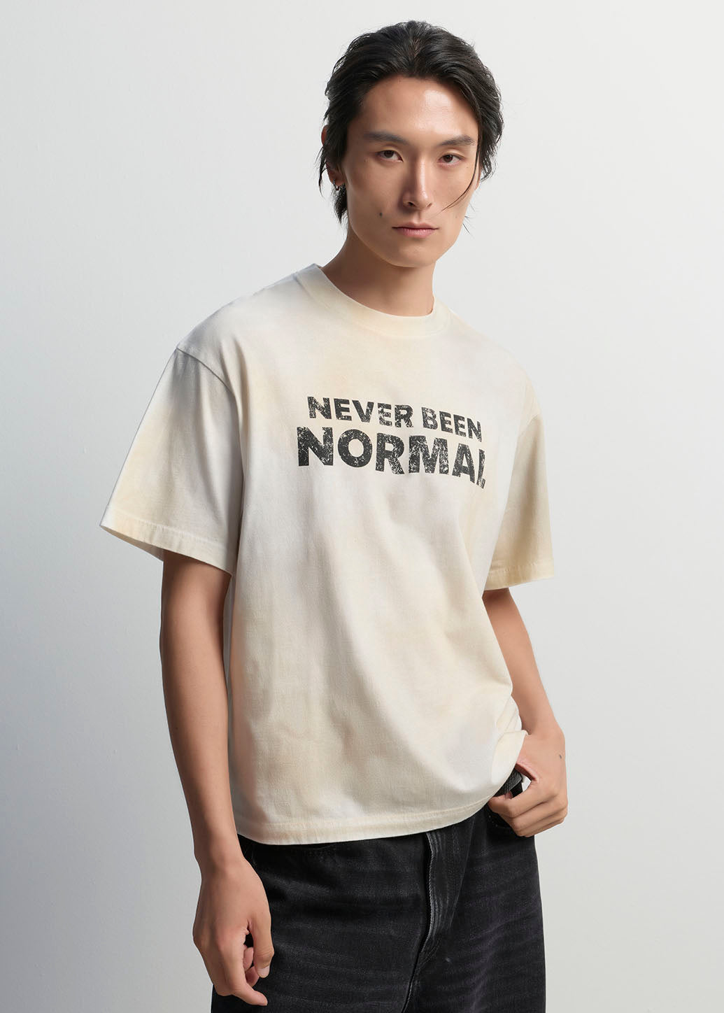 NEVER BEEN NORMAL STAINED TEE